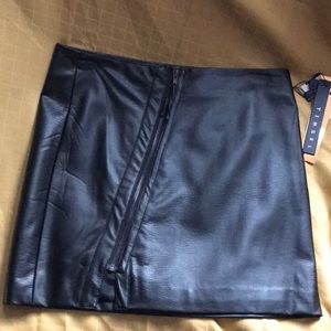 Black Faux Leather Zipper Mini Skirt, Sz 29, NWT